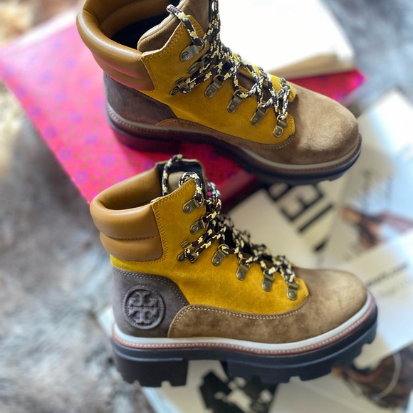 Tory Burch Miller Leather Lace-Up Hiking Boots - Picture 8 of 12